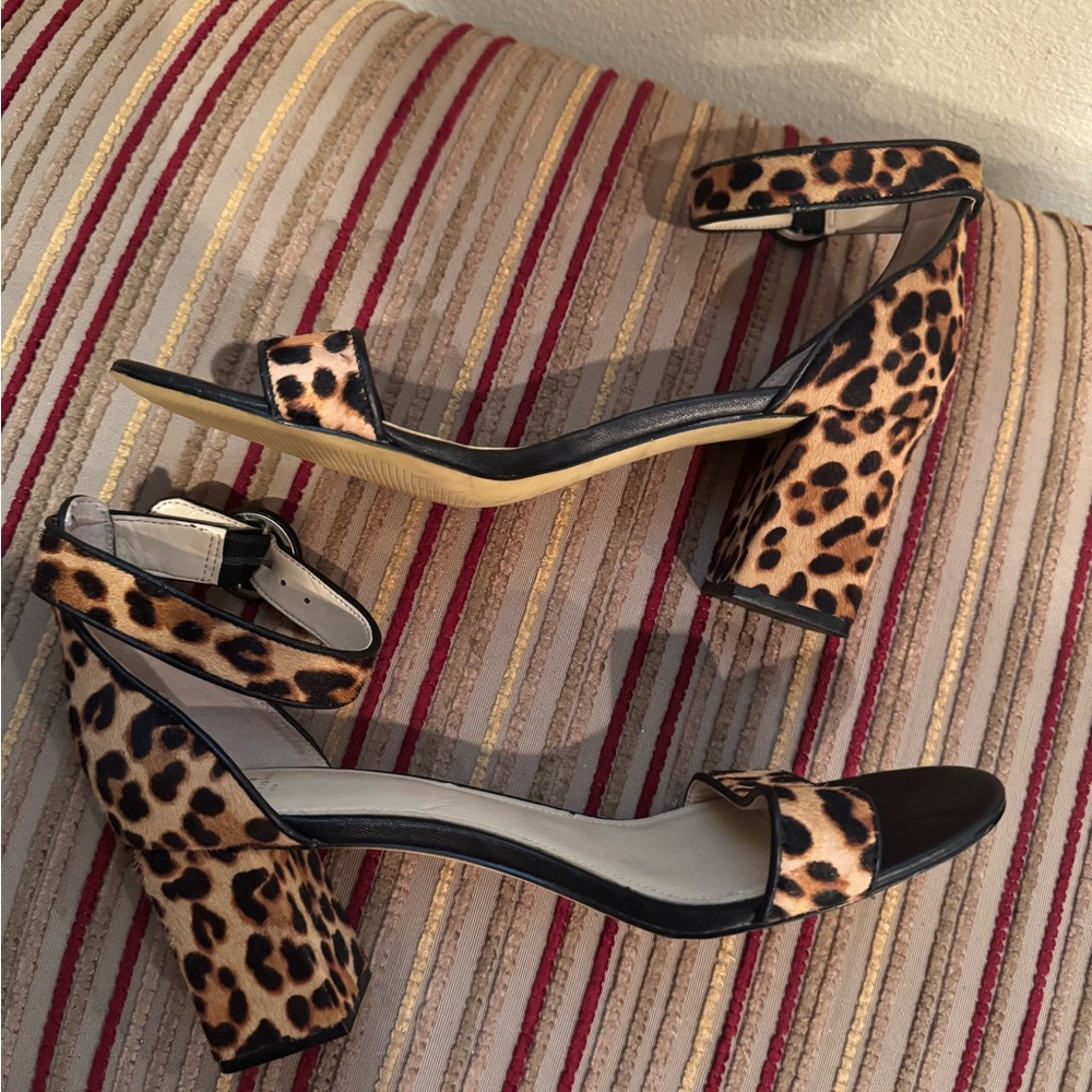 NEW! Marc Fisher Calf Hair Leopard Heeled Sandals